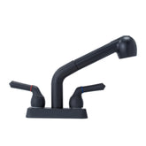 JS Jackson Supplies dual-handle pull-out faucet in black for precise temperature control.