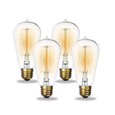 Jslinter 60W dimmable Edison bulbs four-pack ready for use in home lighting