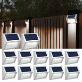 JSOT solar fence light with upgraded panel for faster charging, ideal on fences.