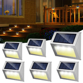 JSOT Solar Fence Lights on a fence provide weatherproof outdoor illumination.