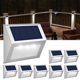 JSOT solar lights illuminate deck steps with durable stainless steel housing for safe night use