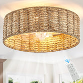 Jughtbo 20inch fandelier with rattan light for warm ambient lighting.