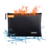 JUNDUN fireproof bag with aluminum foil lining protects documents from heat