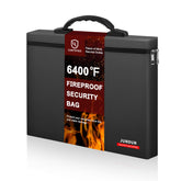 JUNDUN Fireproof Money Bag front view with a sleek exterior protecting valuables.