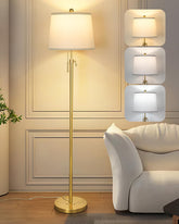JUNNAI Gold Floor Lamp height adjustable for versatile room lighting