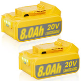 JUNWOOD 2Pack 8Ah battery pack for extended Dewalt tool runtime.