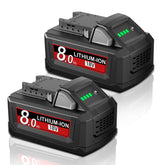 JUNWOOD Milwaukee 18V 8Ah battery front view, compact design for overhead use