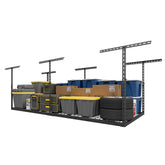 Jusgym overhead garage storage installation demonstrates easy, secure mounting for one person