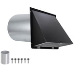JYINCPED hooded wall vent 6in exterior protects outdoor exhaust from rain.