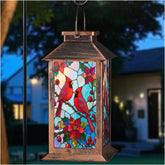 Kaakuuki Cardinal solar lantern hanging for warm garden ambiance.
