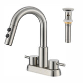 Kablle bathroom faucet with pull-down sprayer for versatile sink cleaning.