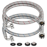 KAINGA 4ft red stainless braided washing hose ready for hot water supply.