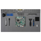 Kaisi extra large soldering mat shows the 27.6 x 15.7 inch area for laptop repairs.