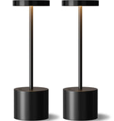 Kakanuo black cordless table lamp with round shade for portable ambient lighting.