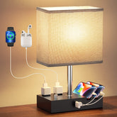 Kakanuo nightstand lamp dimmable USB ports for bedside charging.