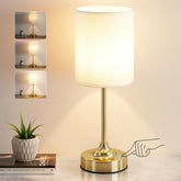 Kakanuo cordless table lamp with round linen shade for warm ambience
