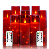 Kakoya red flameless candle with embedded star string for a warm ambiance