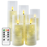 Kakoya flameless candles with embedded star string provide cozy, flame-free ambience.