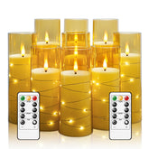 Kakoya flameless candles with embedded string lights for a warm, safe glow.