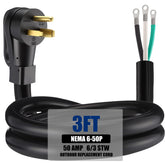 Kanayu 3ft 6awg power cord with NEMA 6-50P compatibility for heavy-duty tools