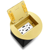 Kanayu Gold recessed floor outlet with USB ports for convenient charging