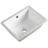 KARAMAG 16-inch rectangle undermount sink in white ceramic for a clean vanity look.