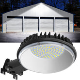 Karjoefar LED barn light in dusk-to-dawn setup providing automatic night illumination.