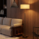 Karjoefar mid-century floor lamp with white shade for soft ambient light.