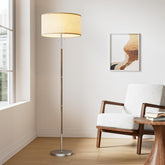 Karjoefar two-light floor lamp with beige shade for balanced living room lighting.