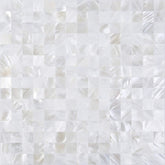 KASARO Peel and Stick Backsplash Shell Tiles close-up with lustrous mother of pearl for elegant bathroom walls