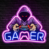 Kavaas Gamer Neon Sign front-view lit adds vibrant glow to your gaming setup.