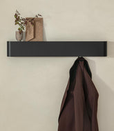 Kazai Tone wall-mount coat rack with shelf in black: organized entryway solution.