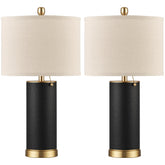KDG 23.4 inch black PU leather table lamp base offers sturdy bedside lighting.