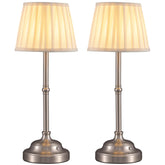 KDG cordless LED table lamp set in nickel angle view shows portable table lighting