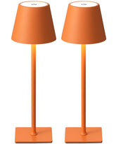 KDG cordless table lamp orange front view for portable ambient lighting at meals