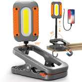 Keadeso clamp work light front view showing compact design for tight spaces