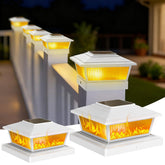 KEILAIMO solar post cap light shows base sizes for easy fit on posts