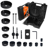 KENDO Hole Saw Set assembled in case for easy transport and access