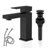 KENES LJ-9031-2 matte black faucet front view, fingerprint resistant and stylish