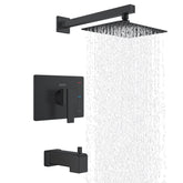 KENES matte black 10-inch square rainfall head for spacious coverage