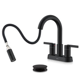KENES matte black centerset faucet with pull-down sprayer offers flexible rinse for easy sink cleanup
