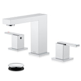 KENES polished chrome widespread faucet close-up showing sleek design and easy daily-task handle.