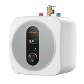 KENUOS mini tank water heater with LED display for quick, on-demand hot water.