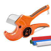Kerry PVC pipe cutter with extended handle enables easy, precise cuts.