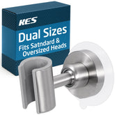 KES all metal shower head holder in brushed steel, rugged front view