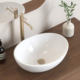 KES bathroom vessel sink with oval white glossy finish for a modern upgrade.