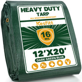 Kesfitt 16 mil heavy-duty tarp ready for outdoor protection against rain and wind.