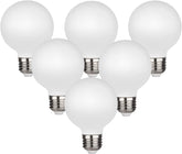 KGC LED Edison Globe Bulb with milky glass, six-pack, ideal for bathroom vanity lighting.