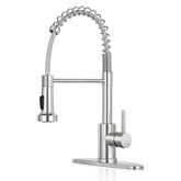 KHQF kitchen faucet with pull-down sprayer enables easy rinsing