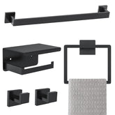 Kiakuoow matte black 16-inch towel bar enhances modern bathroom style
